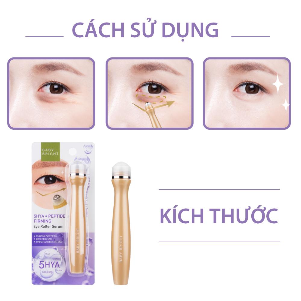 Cây Lăn Mắt Baby Bright 5HYA &amp; Peptide Firrming Eye Roller Serum Chống Nhăn 15ml