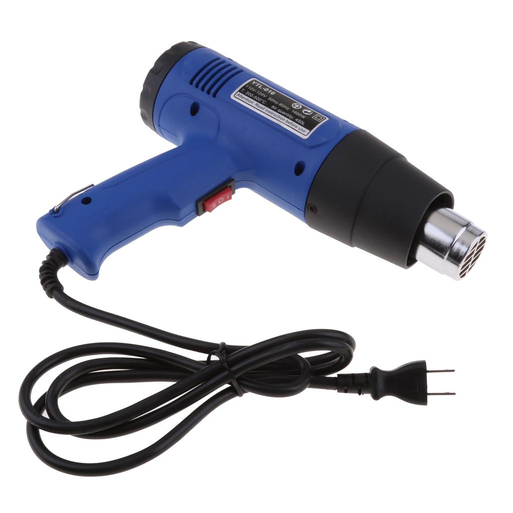 1600W Hot Air Heat Gun Dual Temperature Paint Stripper DIY Tool +4 Nozzle US