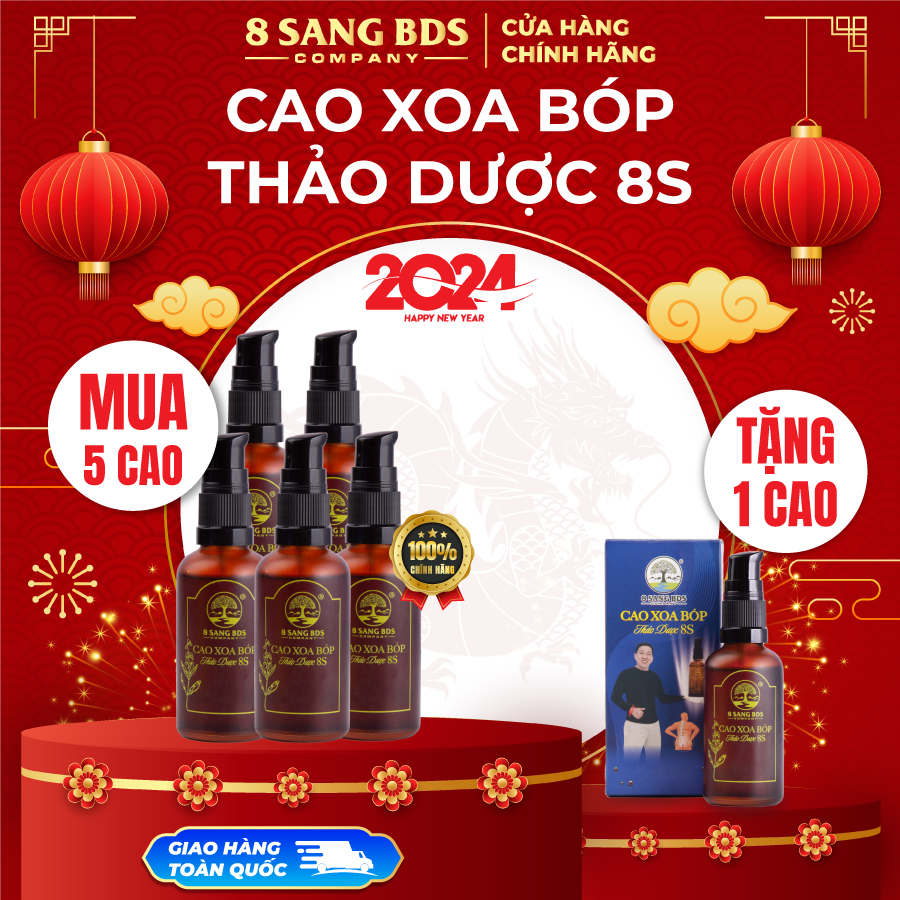 (Tặng 1 Chai cao) Set 5 Chai cao xoa bóp thảo dược 8S - 8 Sang BDS 02.24