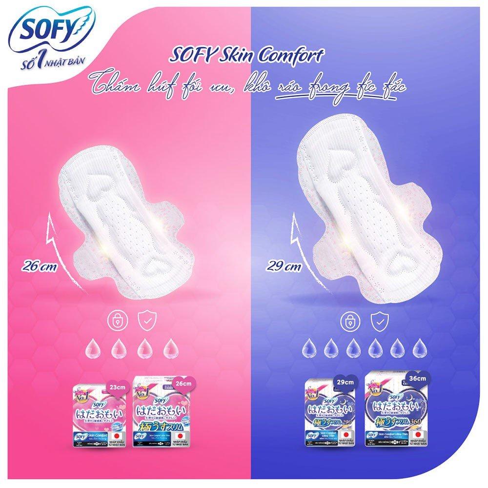 Hình ảnh Băng Vệ Sinh Sofy Skin Comfort Ultra Thin 26cm Siêu Êm Thoáng Siêu Mỏng Cánh 8 Miếng