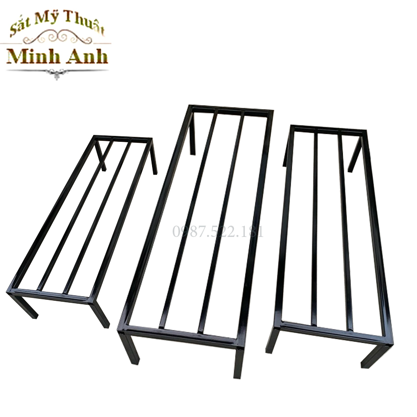 Kệ kê chậu cây Dài 70 cm. Rộng10-15- 20-25-cm. Cao 10-15-20-25cm. Hộp thép 16 x16mm. 2 nan phụ ( Hàng Chính Hãng )