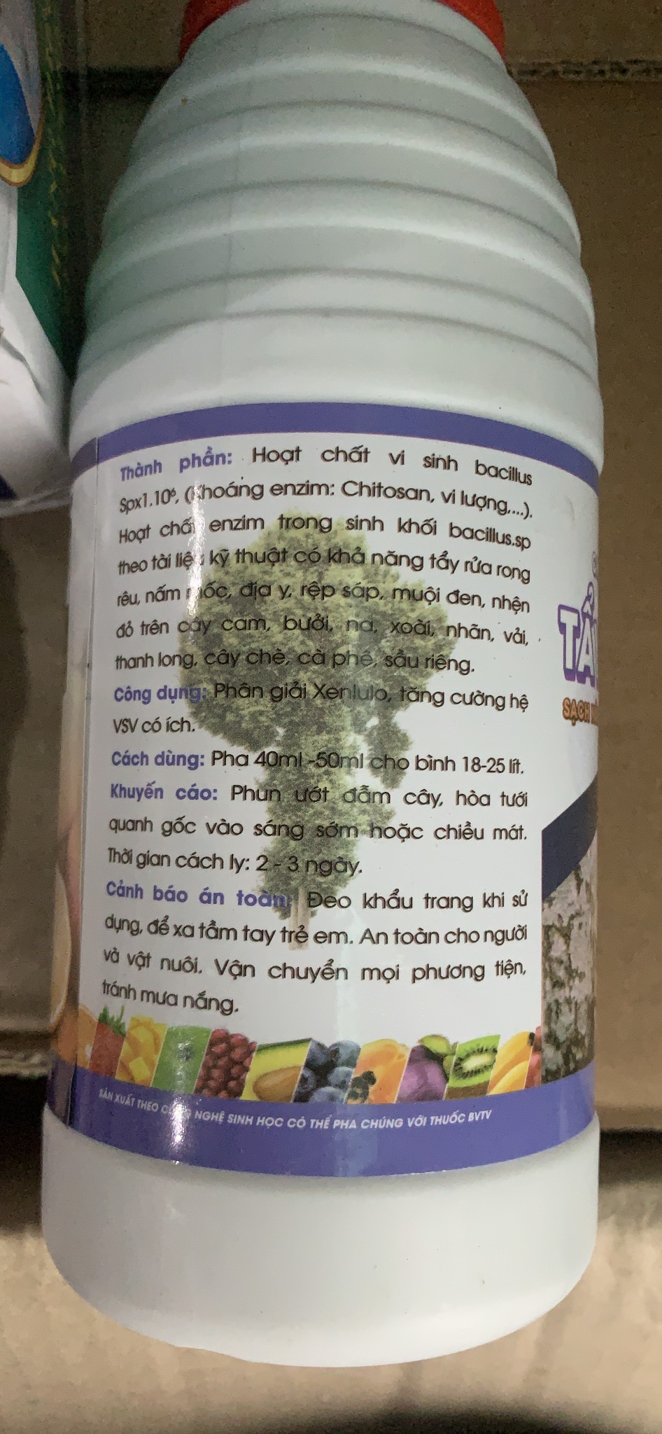 Sản phẩm vi sinh Tẩy Rong Rêu muội đên trên cây trồng lọ 500ml