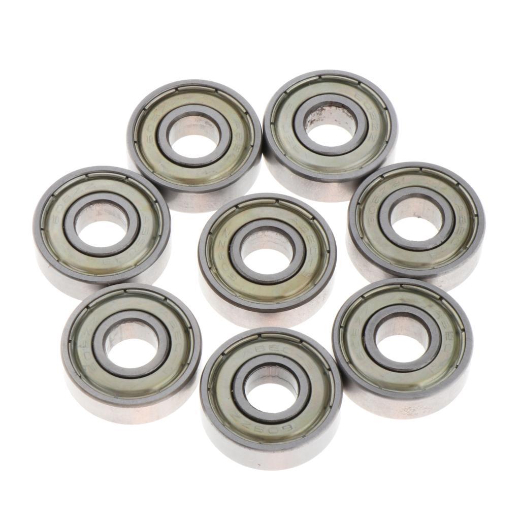 8 Pieces Silver Premium ABEC-7 Precision 608 Z Skateboard Ball Bearing Skate Board Deck Longboard Bearings for Scooter Inline and Roller Skates