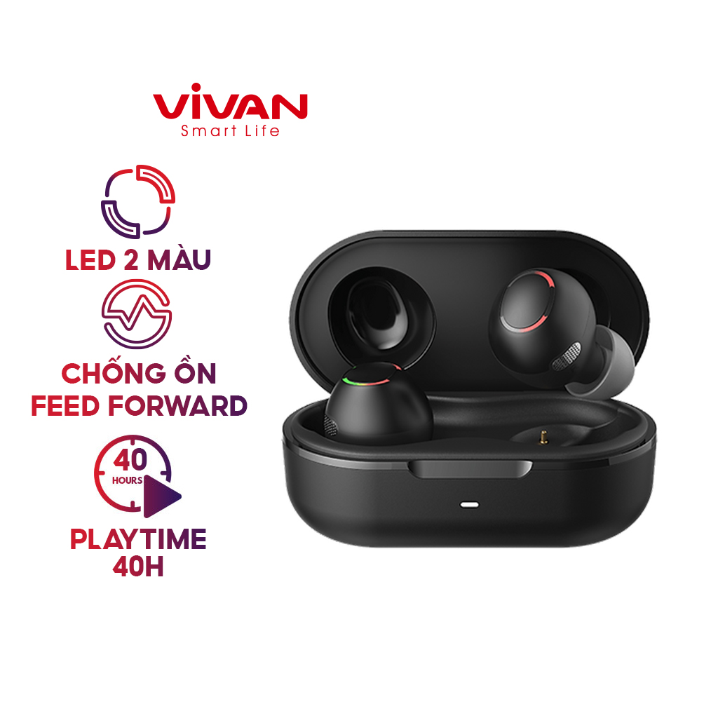 Tai Nghe Bluetooth Đổi Màu VIVAN Liberty T110 Chống Ồn Đèn LED 2 Màu Playtime 40H - HÀNG CHÍNH HÃNG