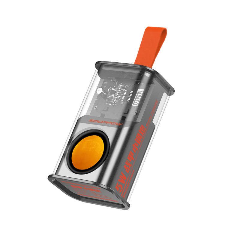 Loa Bluetooth không dây cơ học D22 trong suốt Loa siêu trầm súng thép nhỏ TWS Âm thanh vòm 3D Cuộc gọi rảnh tay sáng tạo Màu sắc: D22orange