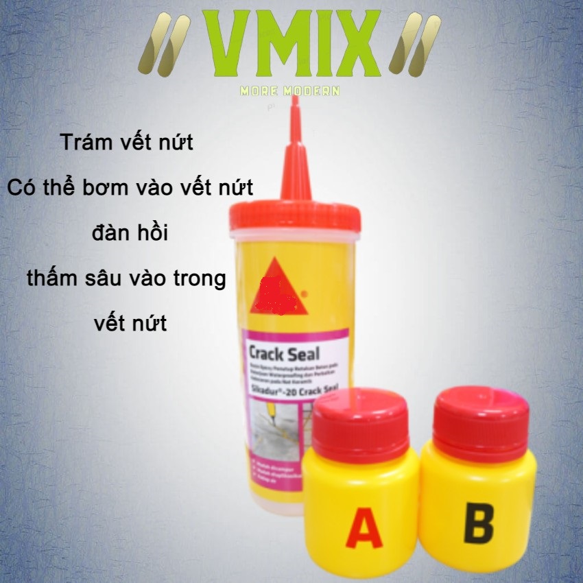 Keo xử lý đường nứt tường , nứt bê tông , chống thấm tường bị nứt .Vmixeco