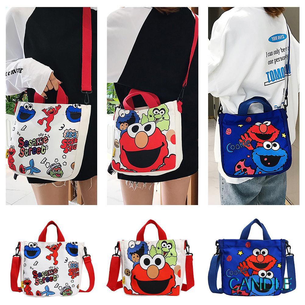 Túi Vải Canvas Đeo Chéo Họa Tiết Hoạt Hình Xinh Xắn Cho Nữ