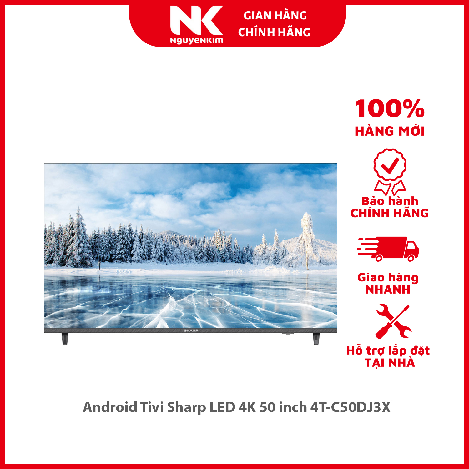 Android Tivi Sharp LED 4K 50 inch 4T-C50DJ3X - Hàng chính hãng