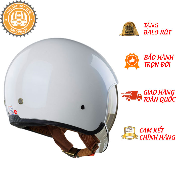 Nón bảo hiểm 3/4 ROYAL M139 có kính âm màu TRẮNG BÓNG