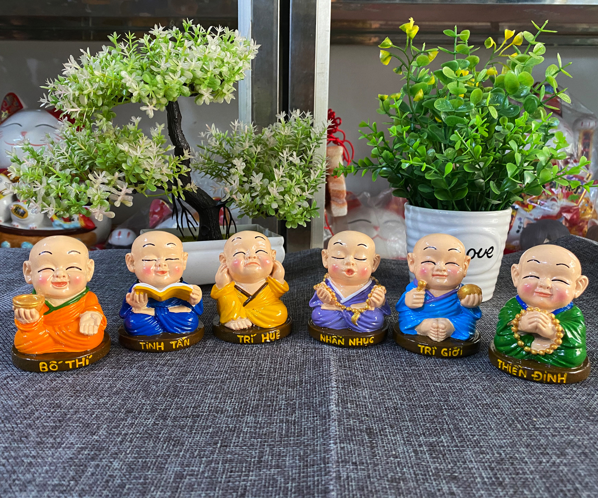 Bộ 06 tượng Lục Độ kèm chân đế ngang 06 ô