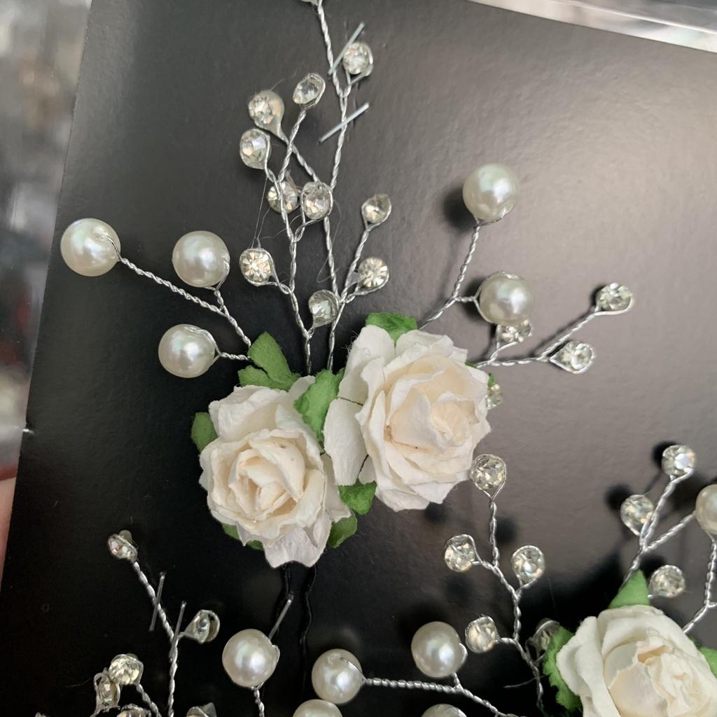 Bộ ba trâm hoa giấy cài tóc cô dâu đính hạt trai đá mẫu T10-2021 Giangpkc Hoa hồng Sp221379