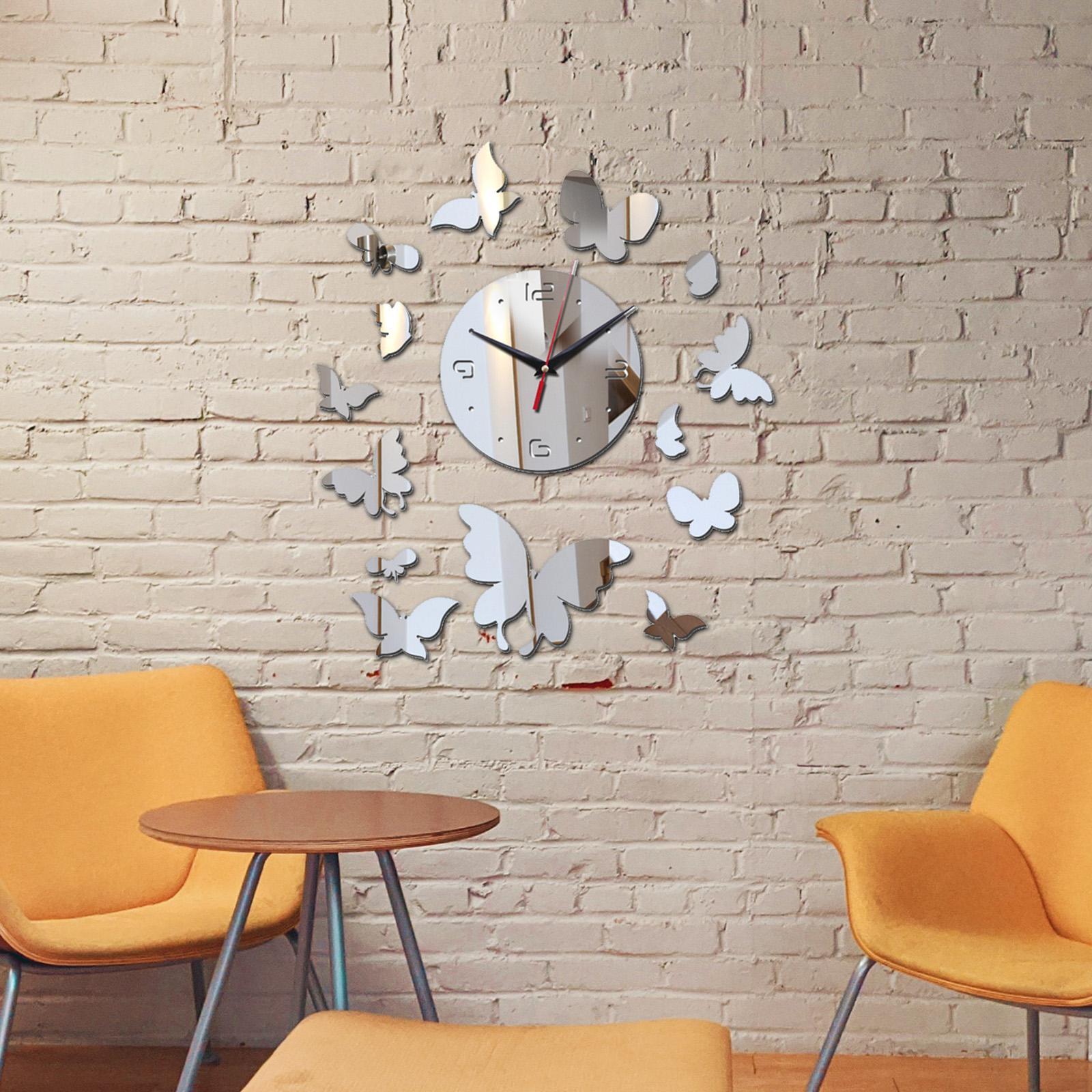 Modern Wall Clock Geometric Mute DIY Mirror Acrylic for Office Home