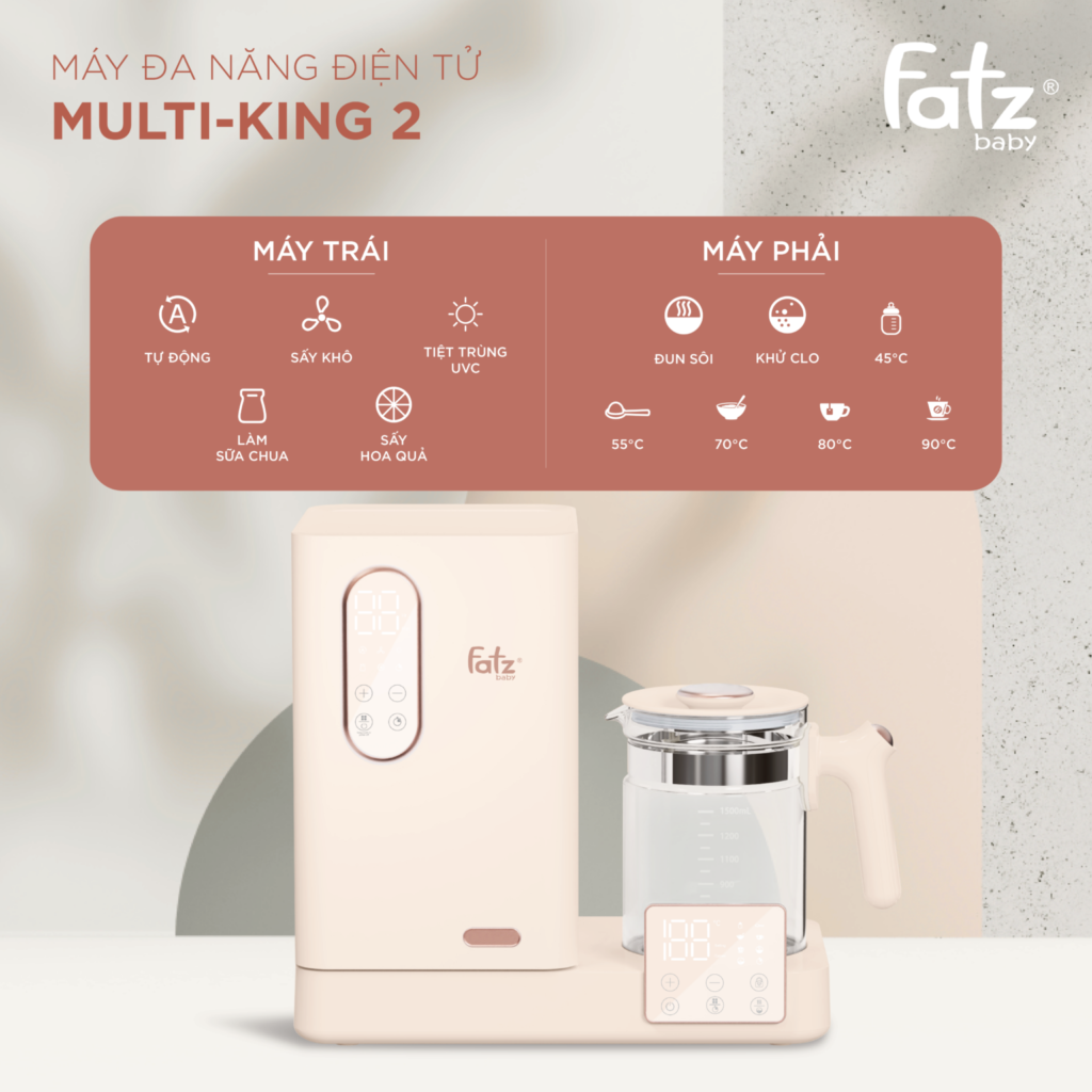 MÁY ĐA NĂNG ĐIỆN TỬ FATZ BABY (TIỆT TRÙNG UVC LED/ SẤY KHÔ/ LÀM SỮA CHUA/ ĐUN & HÂM NƯỚC) MULTI-KING 2 FB9600RS