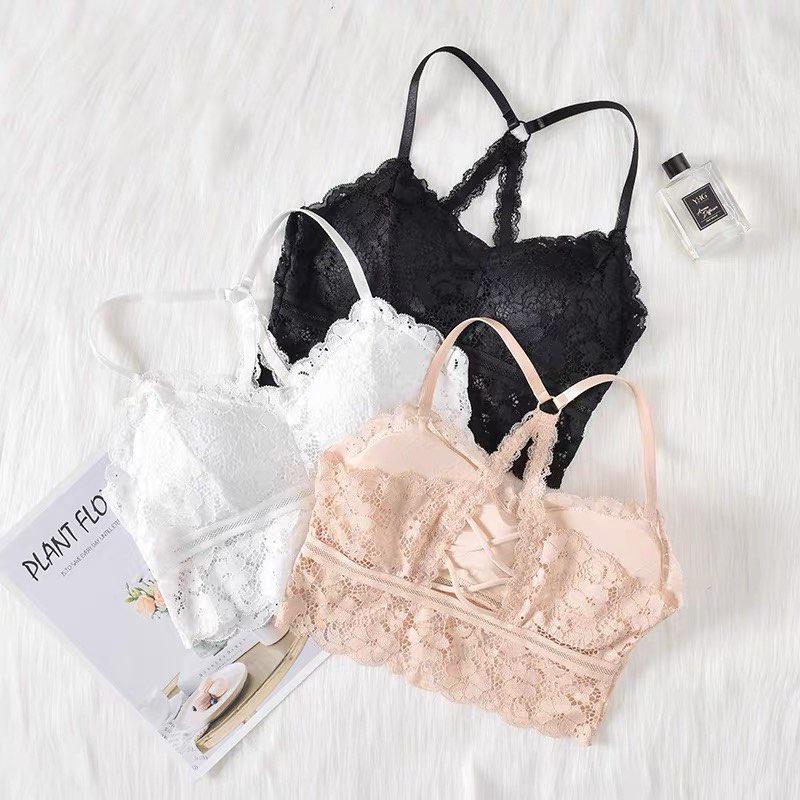 M151. Áo bra ren hoa đệm bàn tay nâng ngực, áo hai dây croptop có sẵn mút ngực siêu hot