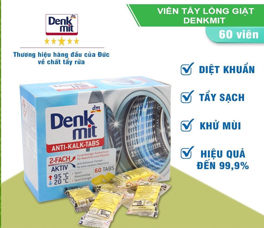 Viên tẩy lồng giặt Denkmit - Đức (60 viên/hộp)