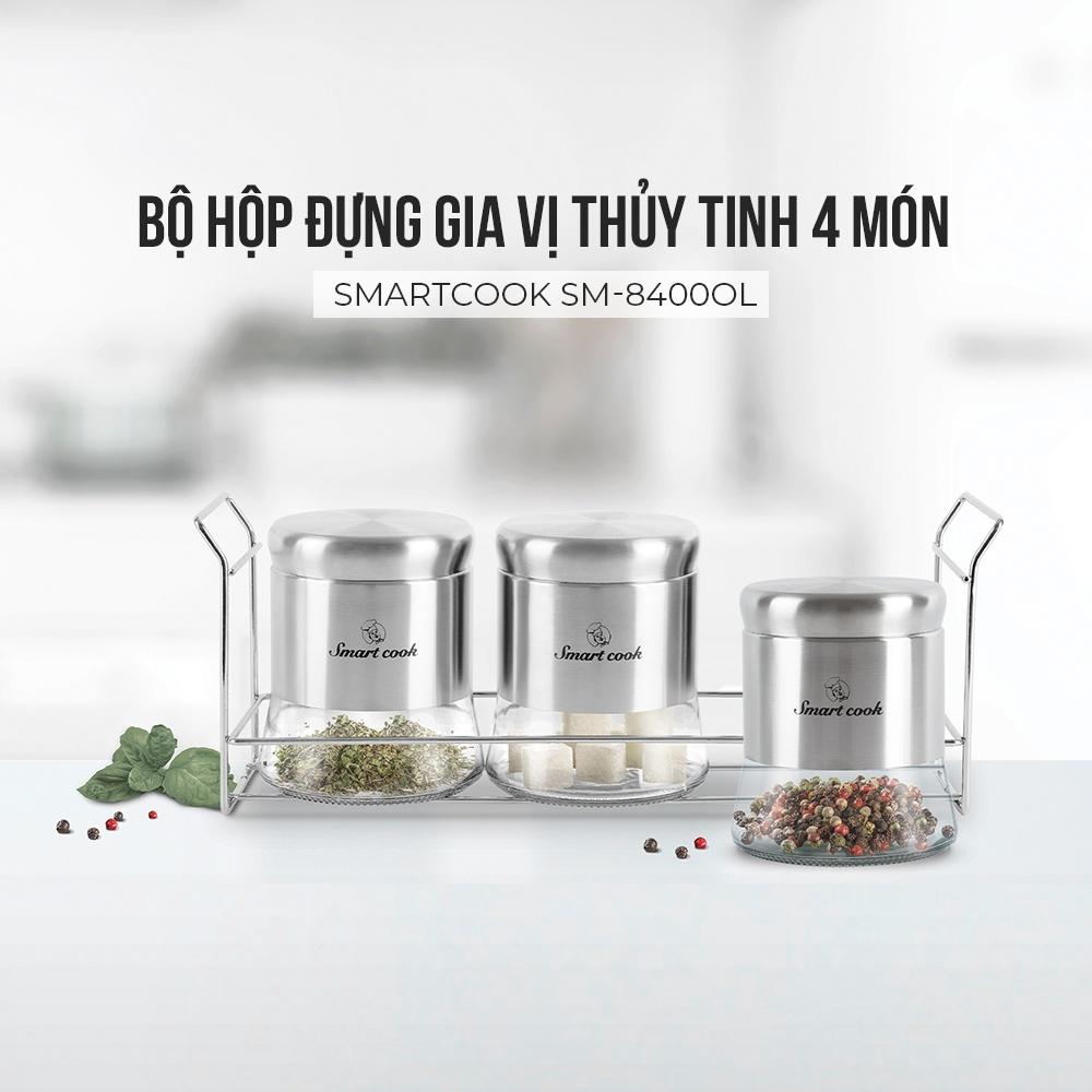 Bộ hộp đựng gia vị thủy tinh 4 món Smartcook SM-8400