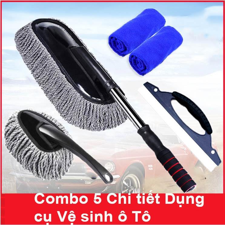 Combo Bộ 5 Chi Tiết Dụng Cụ Chăm Sóc Làm Đẹp Vệ Sinh Ô Tô