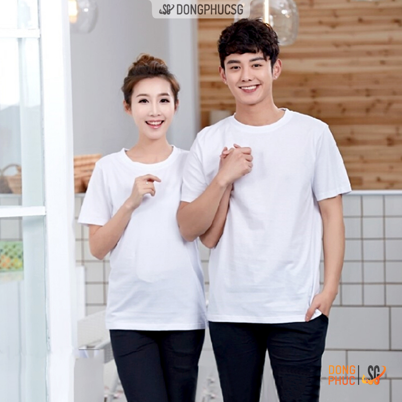 Áo thun trơn màu trắng phông unisex basic nam nữ ulzzang cổ tròn thun cotton 4 chiều mềm mịn ATTT | SG