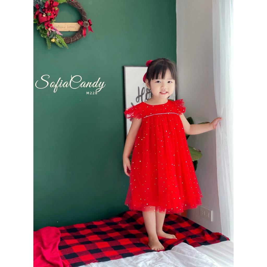 Váy bé gái đầm bé gái màu đỏ sao lấp lánh thiết kế fomr baybydoll cho bé gái luôn tỏa sáng ở mọi nơi