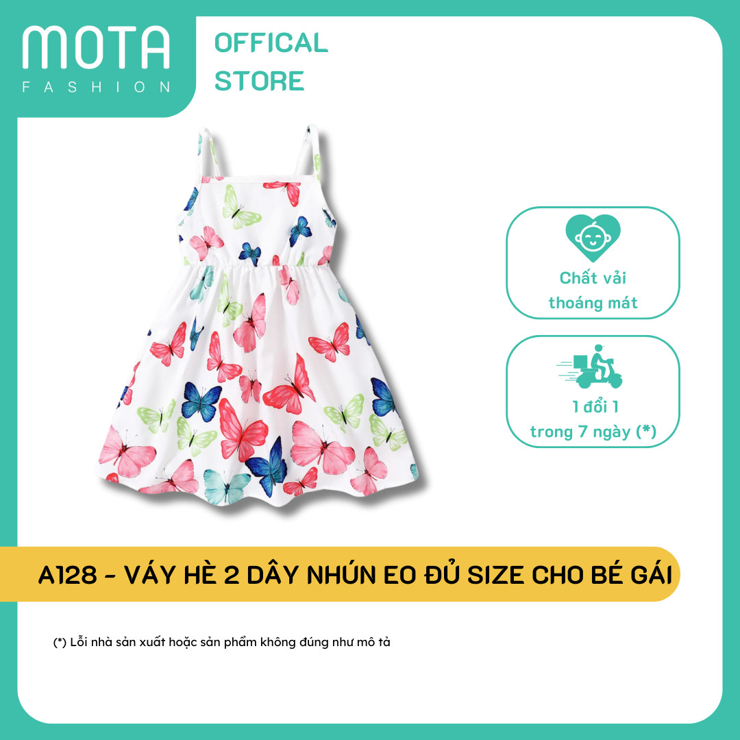 [A128 - Mota Fashion] Váy hè - 2 dây nhún eo đủ size cho bé gái từ 15-32kg Mota Fashion