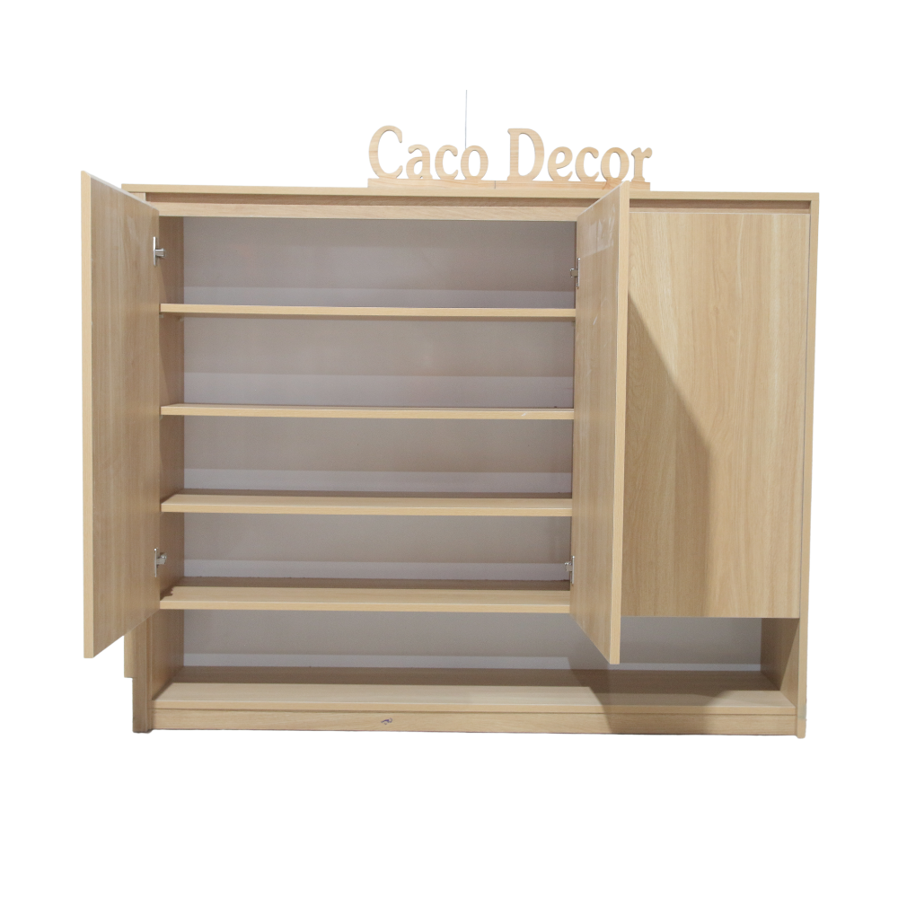 TỦ GIÀY BỐN CÁNH GỖ CÔNG NGHIỆP MÀU VÀNG GỖ SỒI