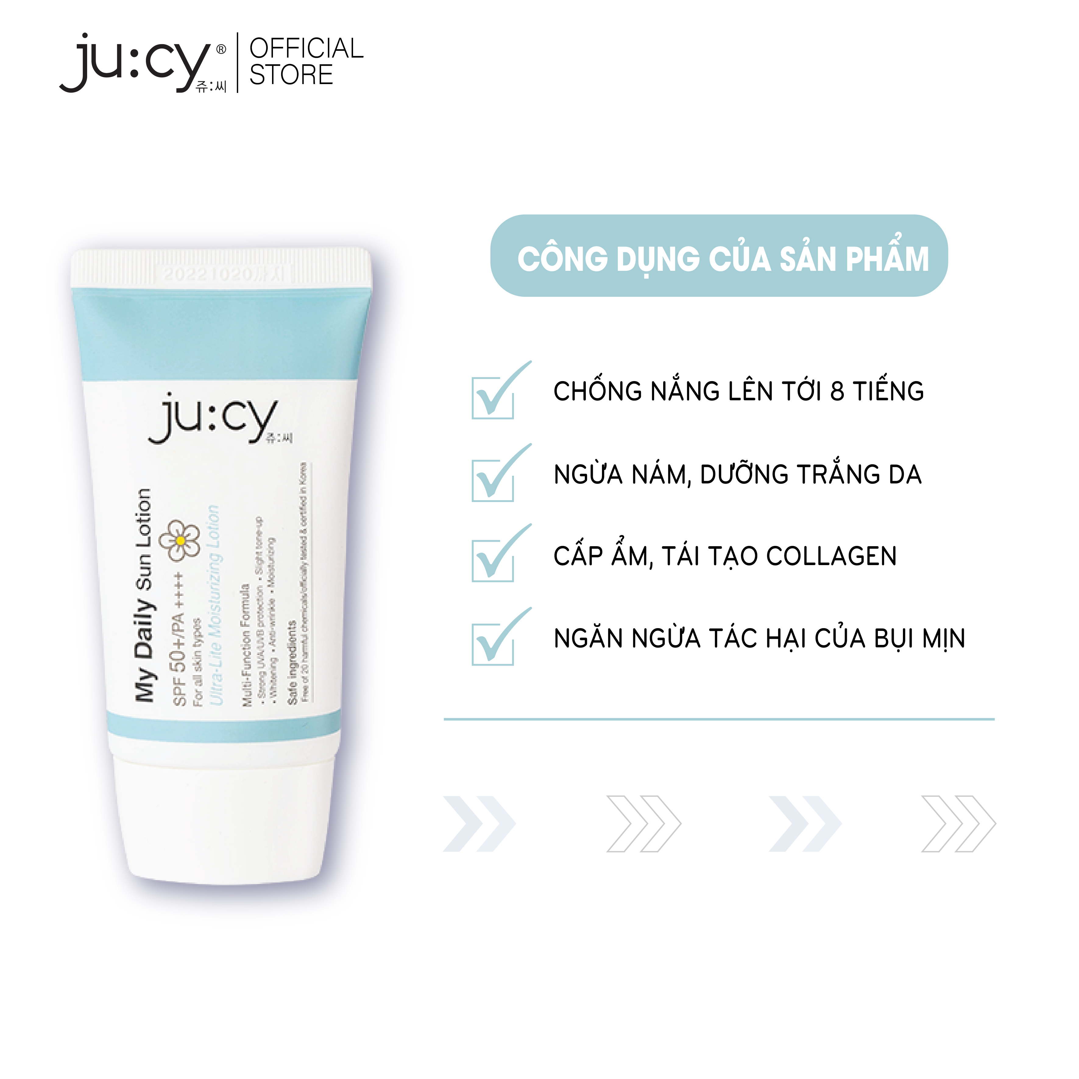 KEM CHỐNG NẮNG HÀN QUỐC JU:CY MY DAILY SUN LOTION DÙNG SAU PHI KIM, LĂN KIM