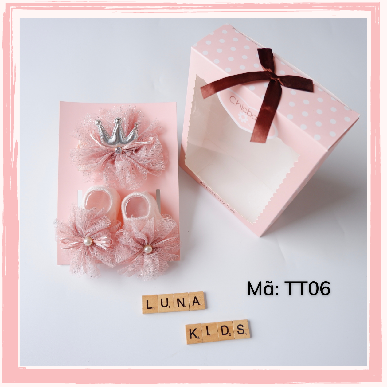 Set turban kèm tất cho bé gái, trẻ sơ sinh hàng Chicbaby - LunaKids [Ảnh thật