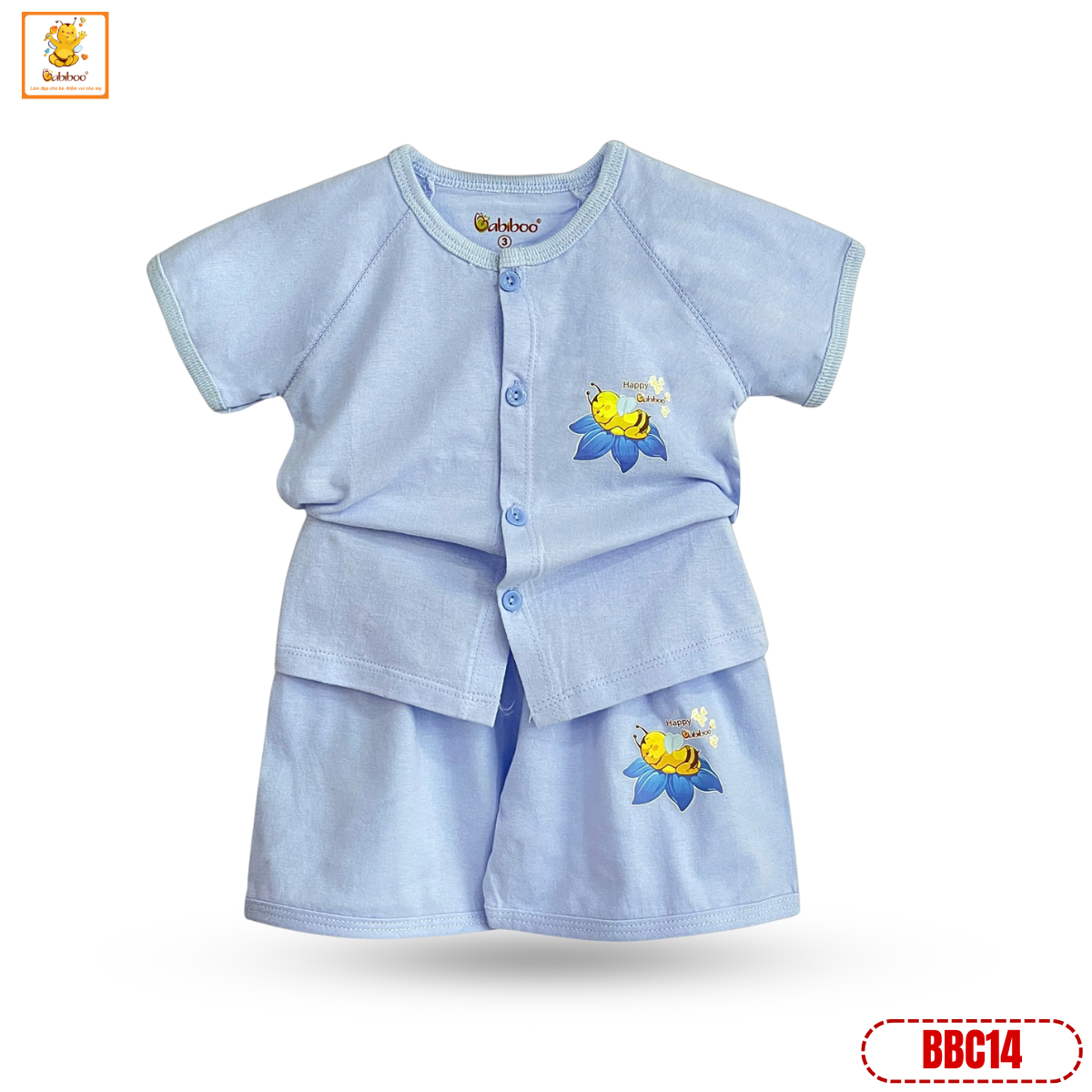 Bộ sơ sinh Babiboo bộ ngắn tay cotton cho bé mềm mại, thấm hút mồ hôi - BBC14