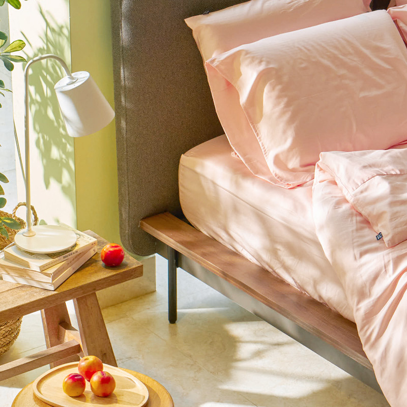 Bộ Ga Trải Giường Ru9 Cotton Sateen 100% Cotton Tự Nhiên - Pearl Blush