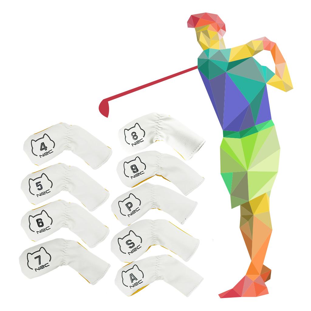 9x Golf Club Head Covers, Animal Picture Golf Putter Covers Golf Fairway Wood Cover Wedges Cover Leather Golf Wood Headcovers Set Golfer Equipment