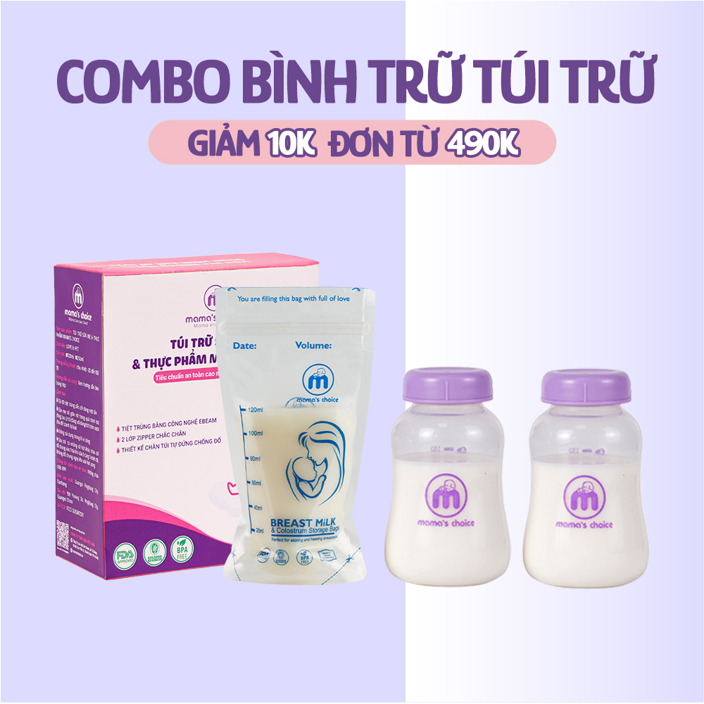Combo Bình Trữ Sữa và Túi Trữ Sữa Mama’s Choice, Bảo Quản và Trữ Sữa Mẹ, Kiểm Định An Toàn Quốc Tế Bureau Veritas