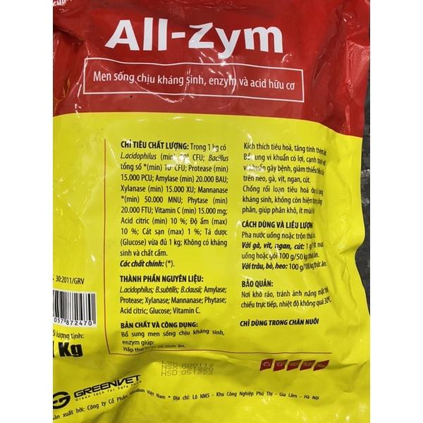 [ THÚ Y ] 1kg ALL - ZYM MEN SỐNG CHỊU KHÁNG SINH, EZYME VÀ ACID HỮU CƠ. CHỐNG RỐI LOẠN TIÊU HÓA, TĂNG HẤP THU THỨC ĂN, GIẢM MÙI HÔI dùng cho gà vịt ngan, trâu bò heo