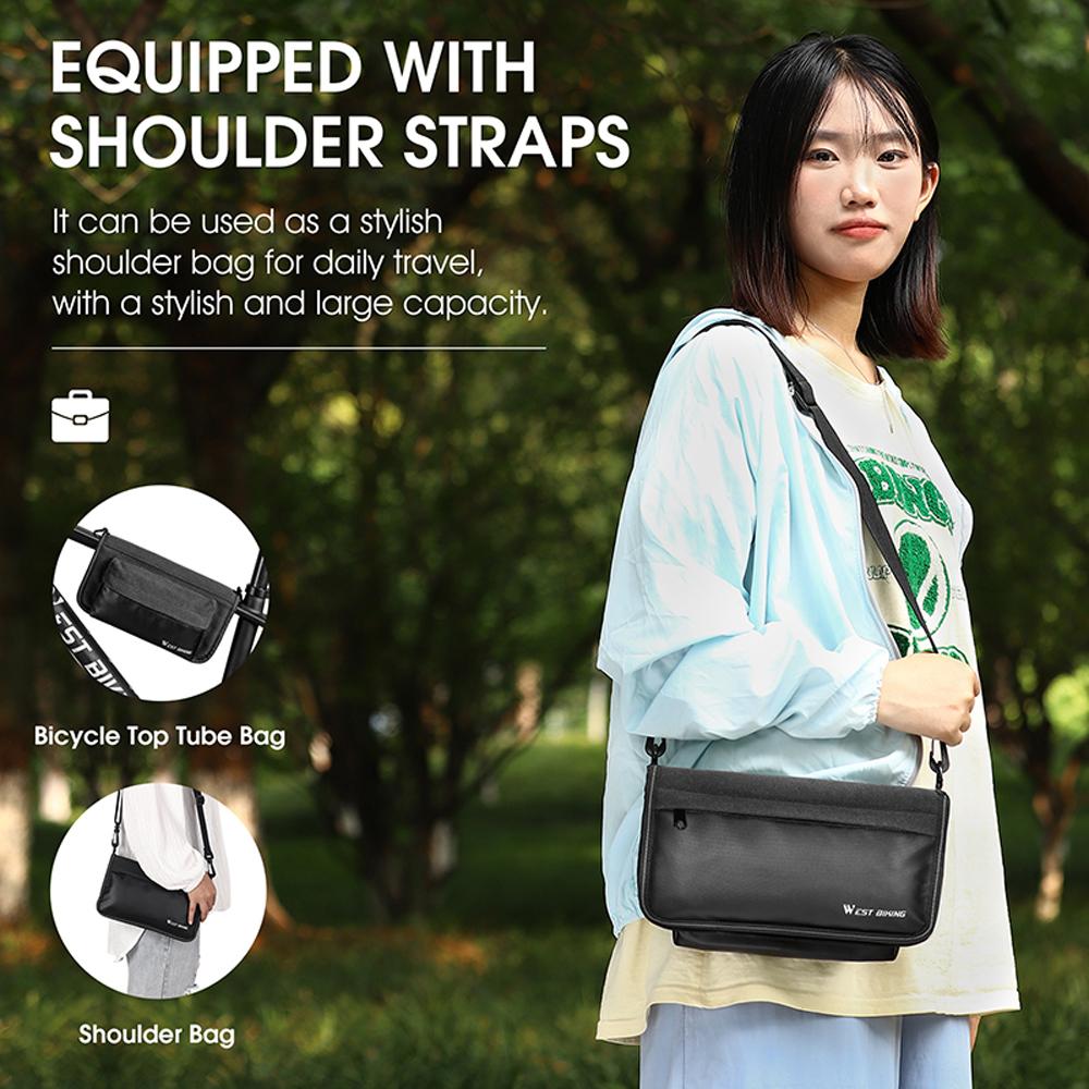 Practical Bicycle Frame Bag Multifunctional Shoulder Bag Cycling Tools Bag Bicycle Riding Storage Bag