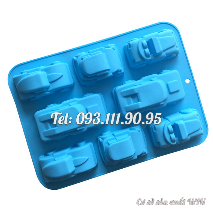 Khuôn silicon làm bánh, rau câu, socola 8 chiếc xe hơi – Mã số 1386
