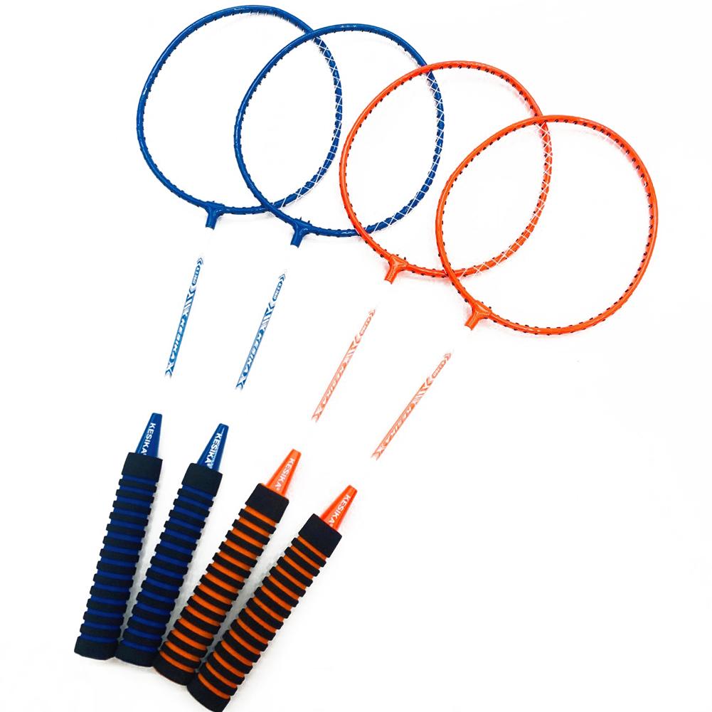 KESIKA Badminton Rackets 4 Pack Set Racquets Game with 6 Shuttlecocks 4 Overgrip Badminton Net for Children Adults Sport