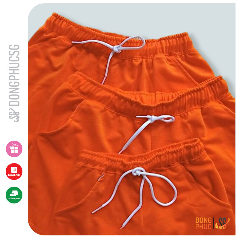 Quần đi biển gia đình màu cam kiểu short ngắn thun da cá dày dặn có thể mặc cặp đôi nam nữ hội nhóm SGQC DONGPHUCSG