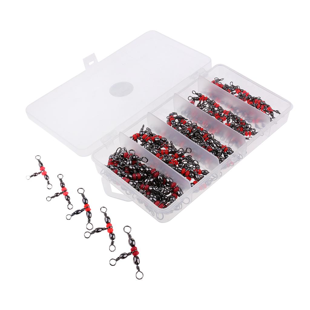 125pcs/lot 3 Way Ball Bearing Rolling Swivel Fishing Connector Kit