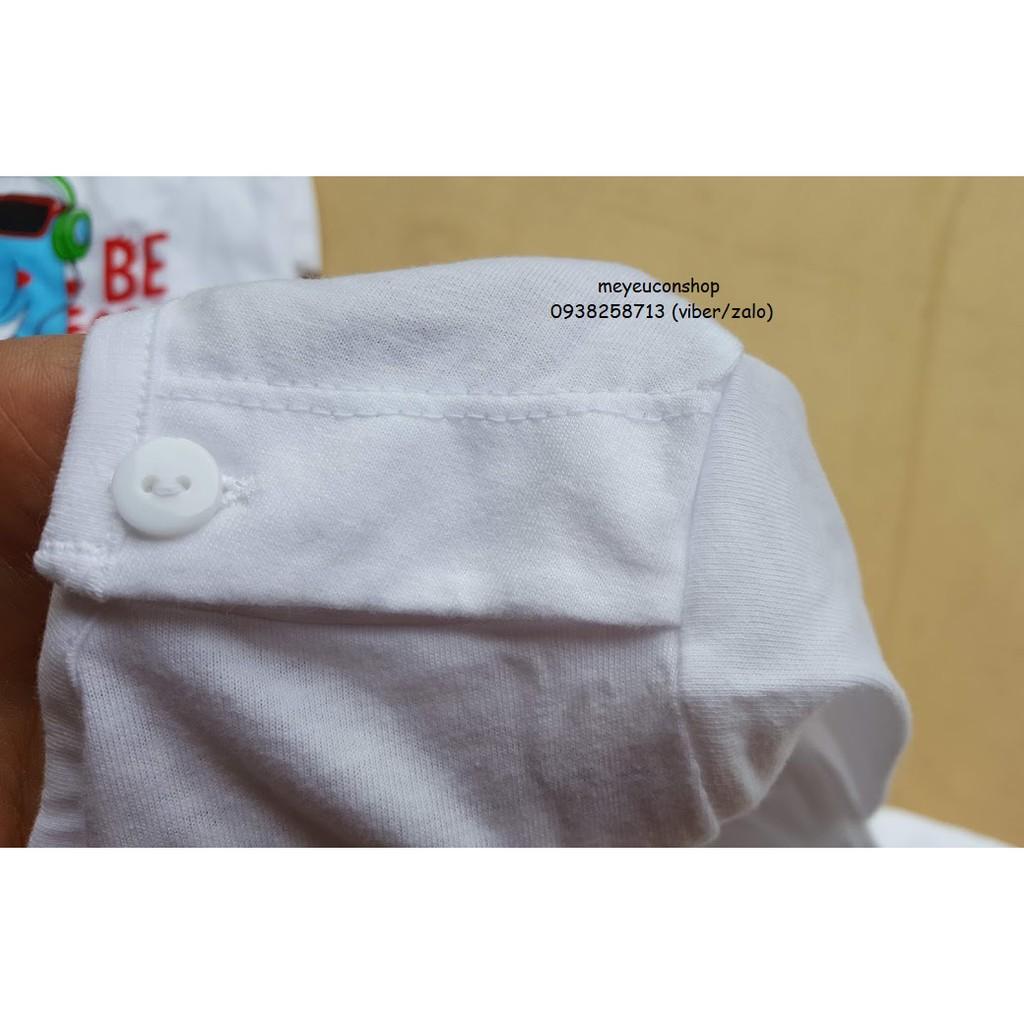 (8-19kg) ÁO CÀI VAI NGẮN TAY COTTON TRẮNG IN - BIBO KIM THU - NGẪU NHIÊN