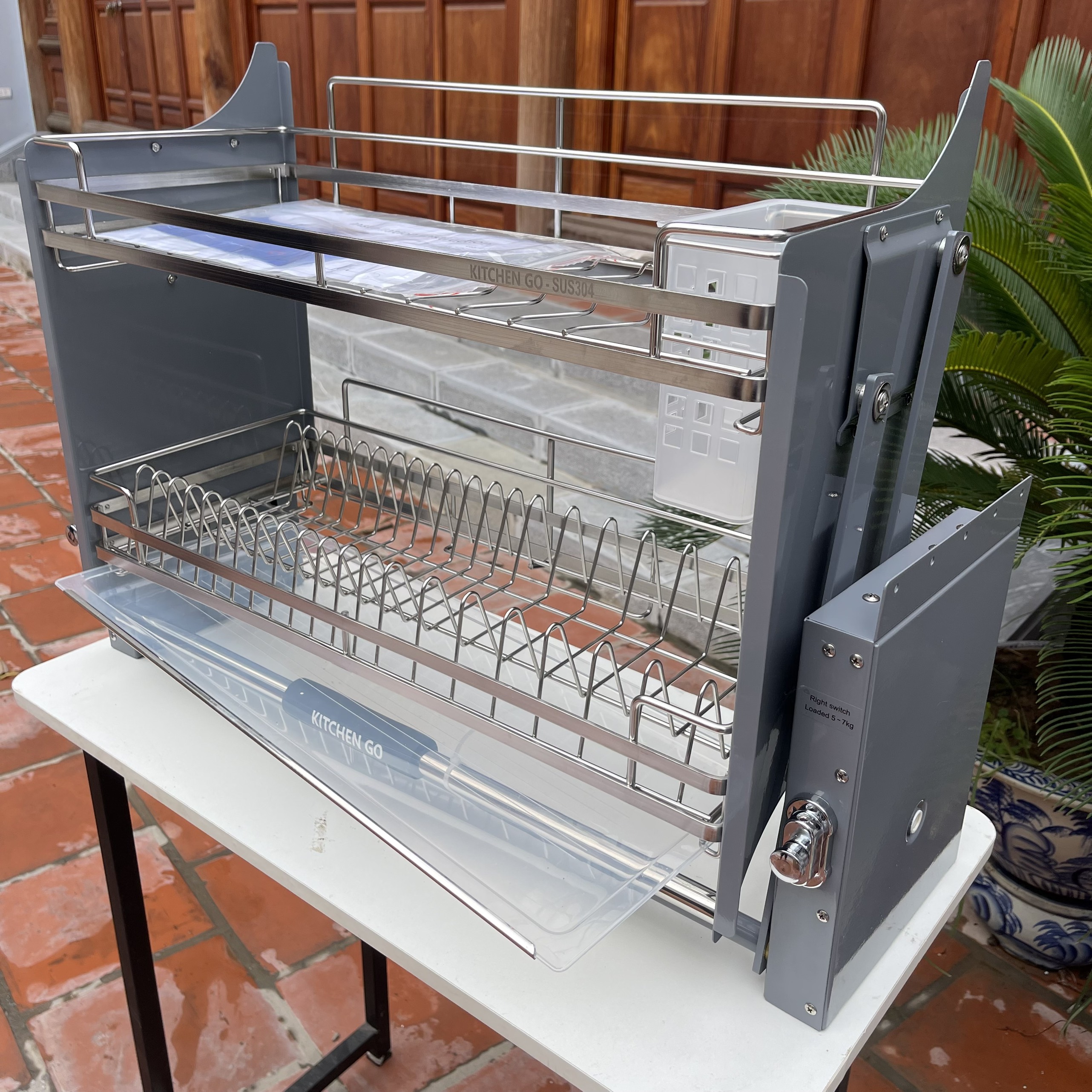 Giá Bát Đĩa Nâng Hạ Thông Minh KITCHENGO INOX 304 Thế Hệ Mới Hot Nhất 2023 - Có Thợ Lắp
