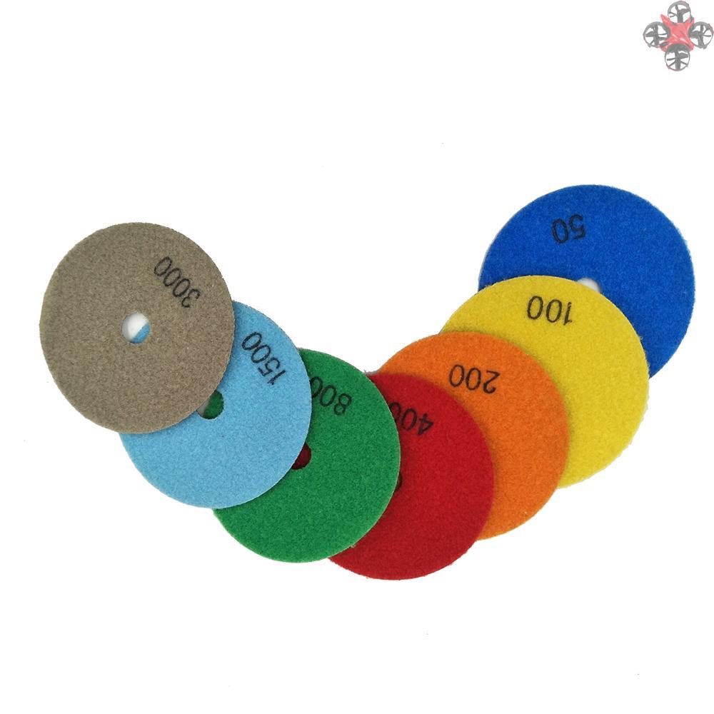 7PCS 4 Inch Set Wet Dry Diamond Polishing Pads For Granite Concrete Marble