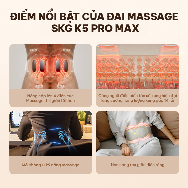 Máy massage lưng bụng SKG K5 Promax