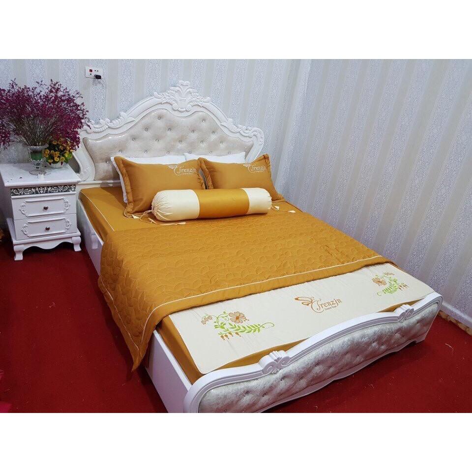 Bộ Chăn Ga Gối Kèm Vỏ Gối Ôm Satin Cao Cấp