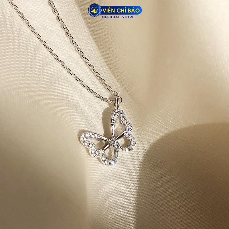 Dây chuyền bạc nữ Hồ điệp đính đá chất liệu bạc 925 thời trang phụ kiện trang sức nữ Viễn Chí Bảo D400370