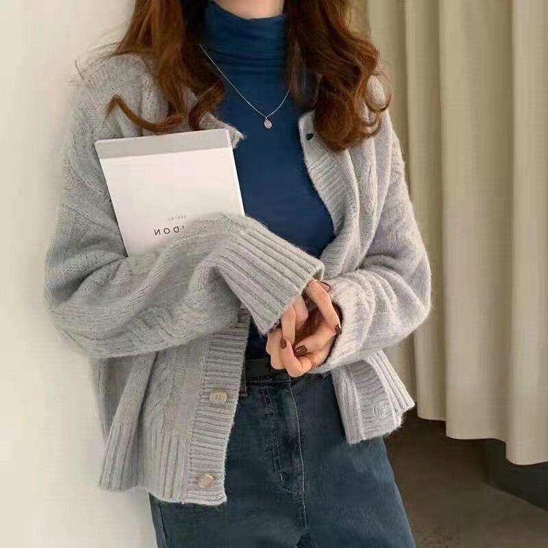 Áo khoác cardigan len áo khoác len dệt kim nữ phong cách Hàn Quốc hàng Quảng Châu loại 1