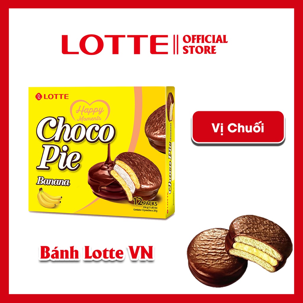 [SỈ/LẺ] Bánh Lotte Choco Pie Banana - 12 cái