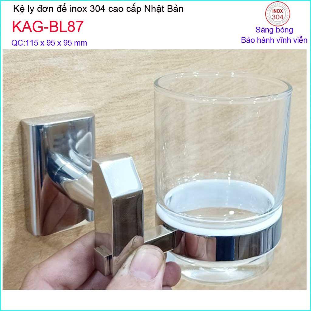Kệ ly đơn, Kệ ly inox kace, kệ để ly bàn chải inox 304 Nhật Bản KAG-BL87 ly đơn