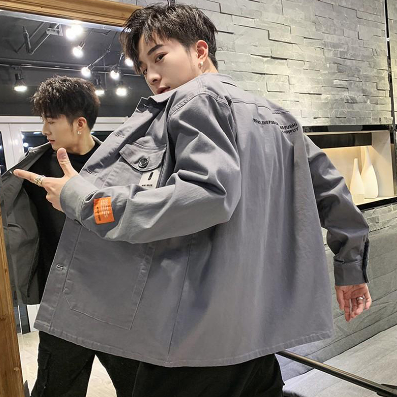 Men's Casual Lightweight Jacket Korean Slim Fit Tooling Coat