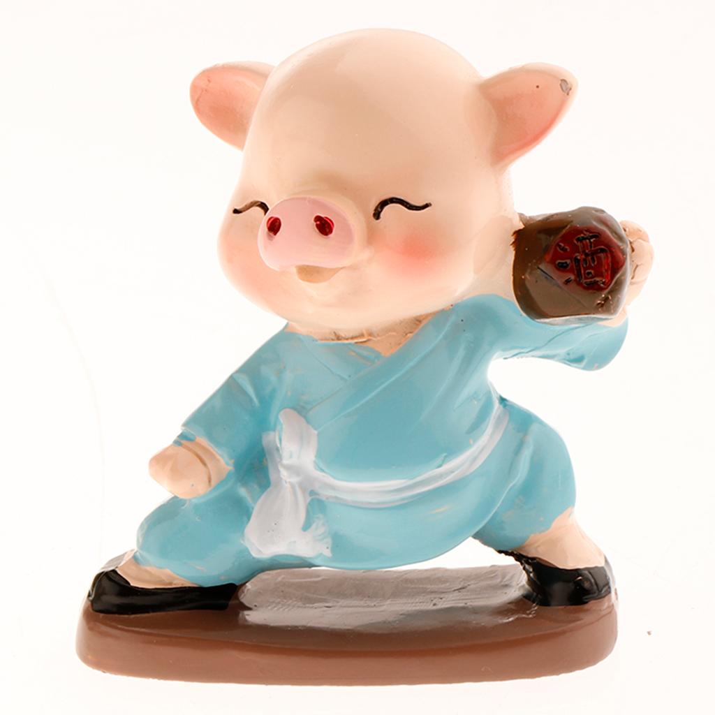 4pcs Resin Model Ornaments Lovely Pig Crafts for Kids Doll House Decor