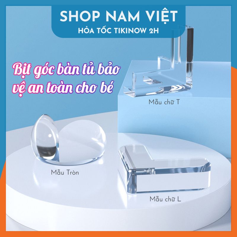 Set 5 Bịt Góc Bàn Ghế Silicon Trong Suốt (Kèm Keo 2 Mặt) - Bo Góc Chống Va Chạm An Toàn Cho Trẻ Em