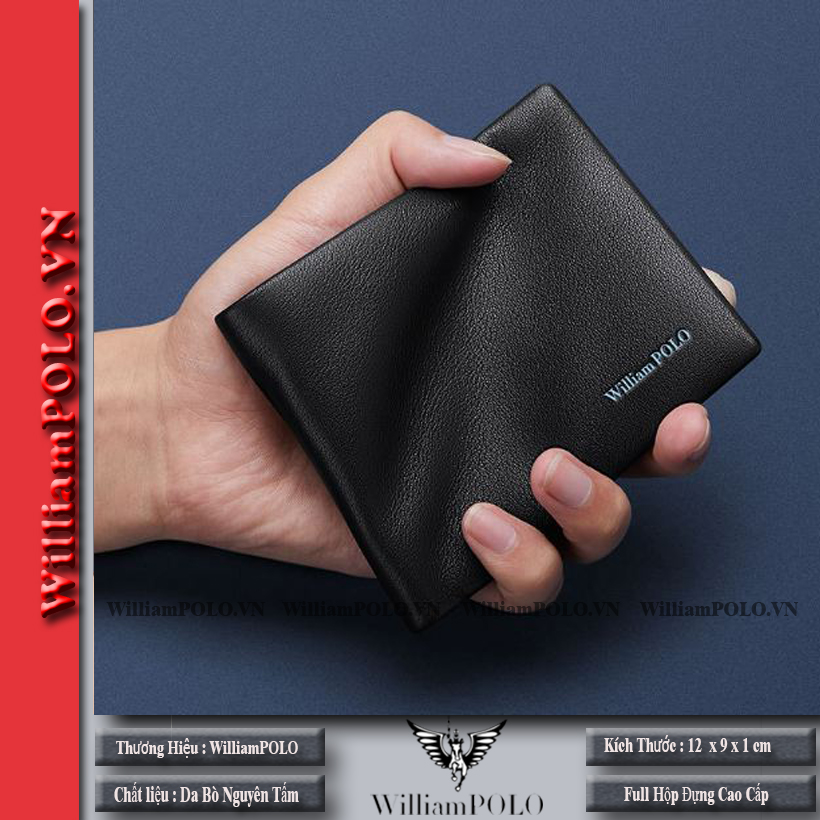 Ví da nam . ví nam cao cấp Full hộp WilliamPOLO - V26